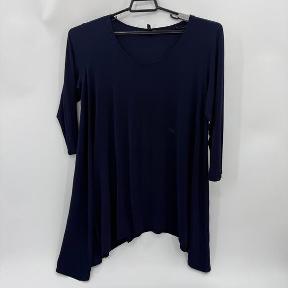 EILEEN FISHER Silk Asymmetrical Layering Shirt Size L Oversized Tunic Semi Sheer - Picture 1 of 7
